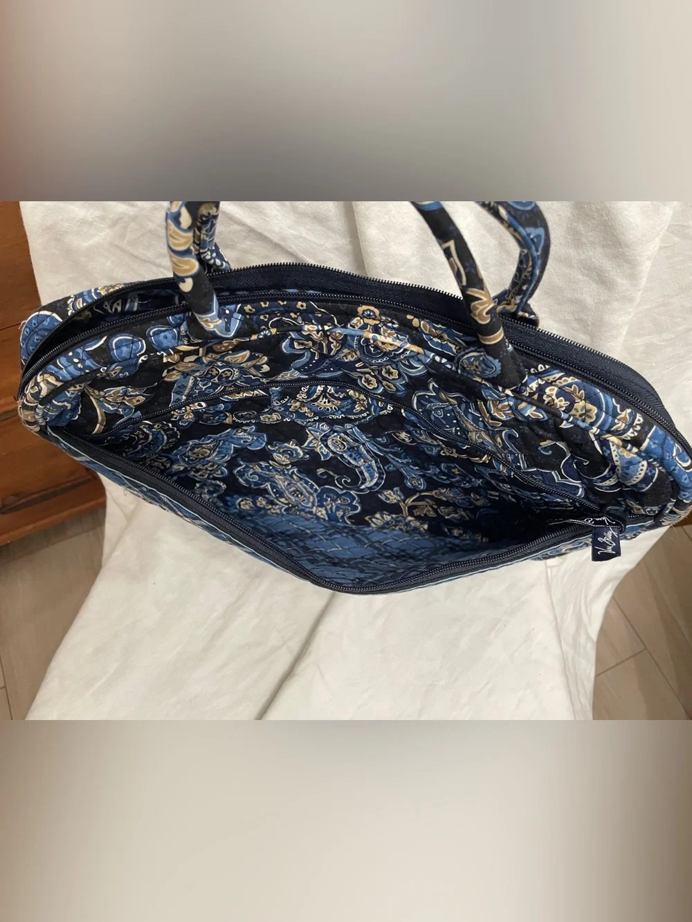 Vera Bradley Retired Windsor Navy Quilted Laptop Tote